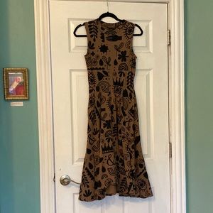 Nooworks Dahlia dress in Tan Flash/Lisa Congdon print